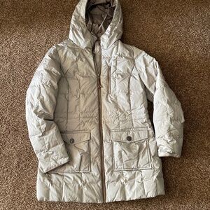 Eddie Bauer Light champagne/gray Hooded Puffer Coat